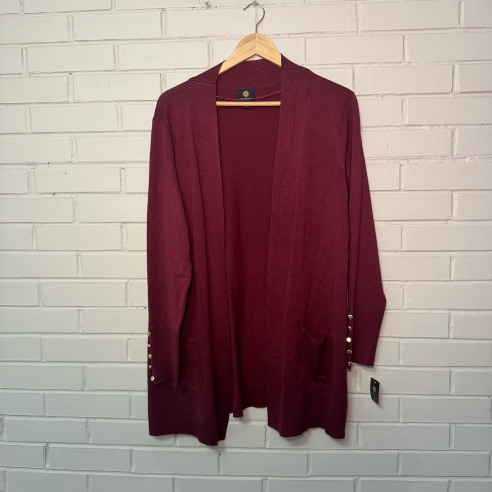 JM Collection Women's Burgundy Cardigan Sweater NWT Size Petite XL